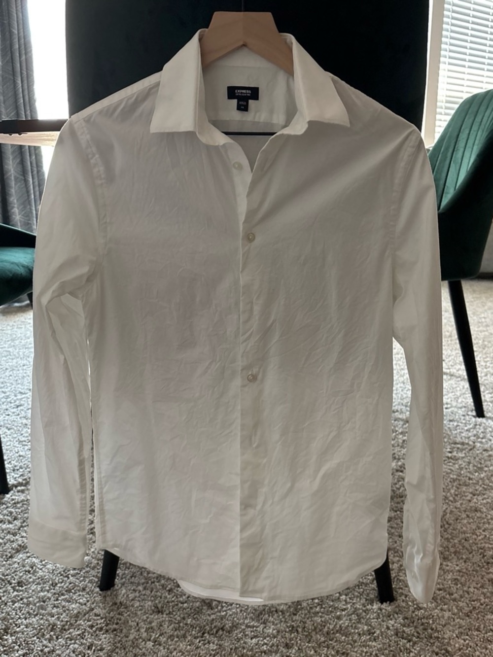 Express Men's White Button-Down Dress Shirt